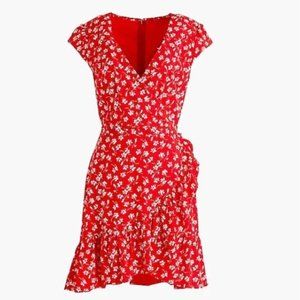 J. Crew Red Floral Wrap Dress